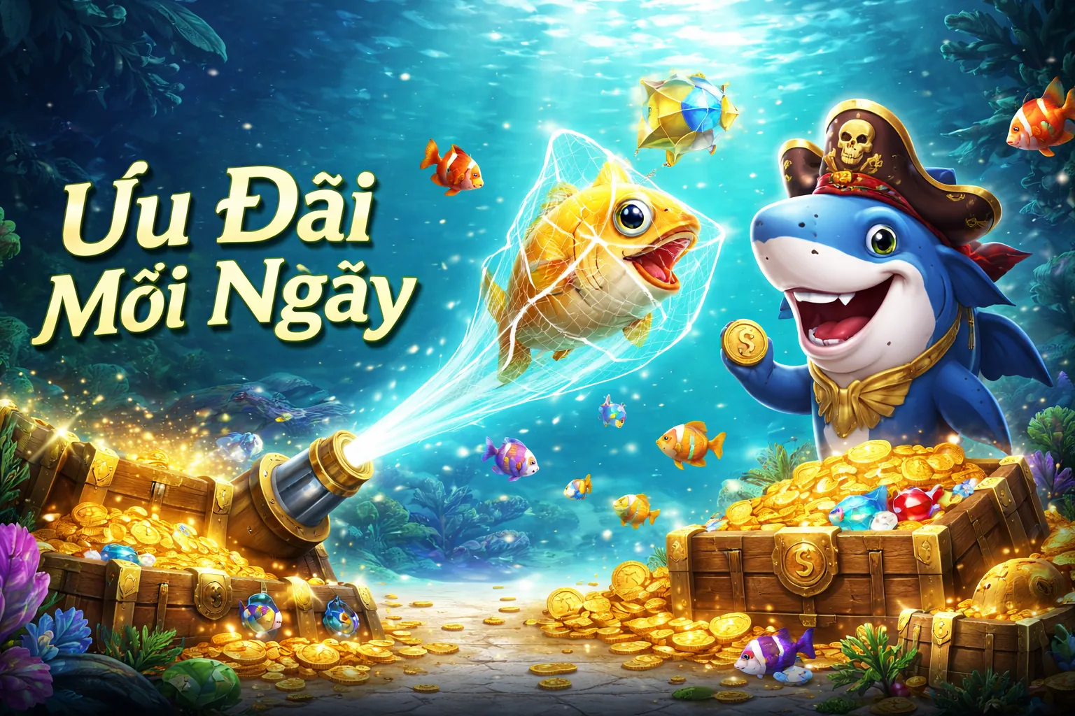 Hình ảnh đại dương rực rỡ với game Bắn Cá Jun882
